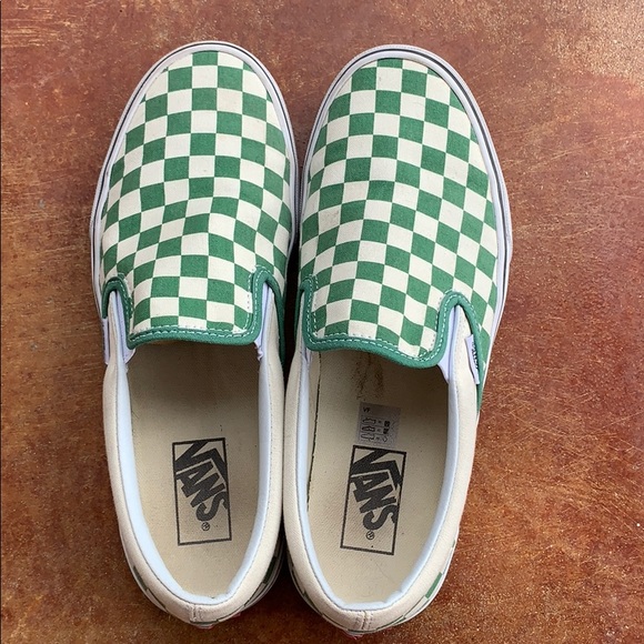 dark green checkered vans